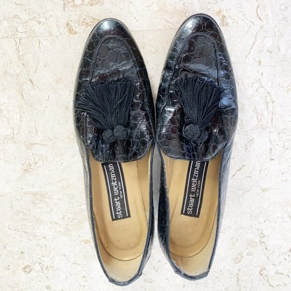 Stuart Weitzman Shoes 6.5 AA [narrow] Black Alligator Tassel - Picture 3 of 8